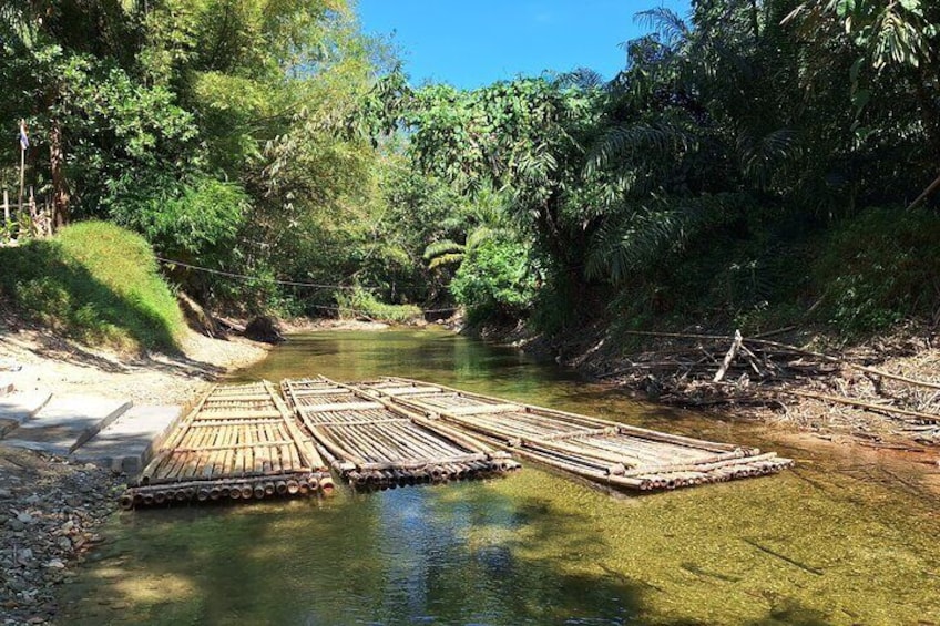 A river with a bamboo raft bridge. 5