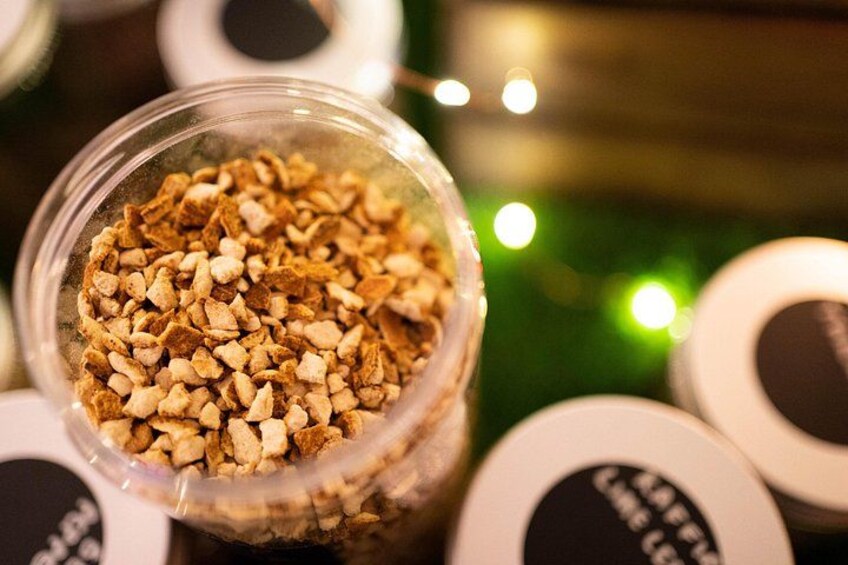A jar filled with granola. 4
