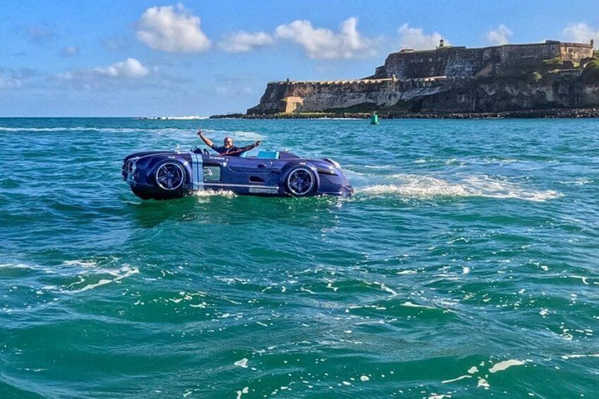 San Juan Watersports Car Rental Blue Mercedes Classic 3