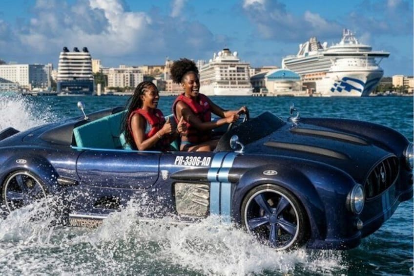 San Juan Watersports Car Rental Blue Mercedes Classic 1