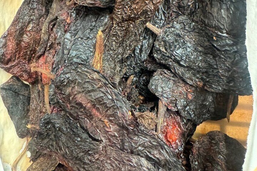 A pile of dried, wrinkled fruits. 3