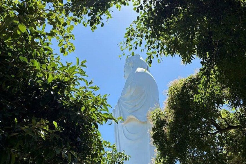 Una statua parzialmente nascosta dalla vegetazione. 4