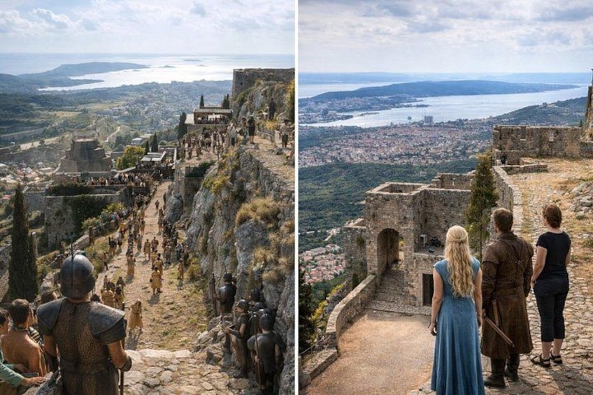 A historical site with ruins and a view of a city. 3