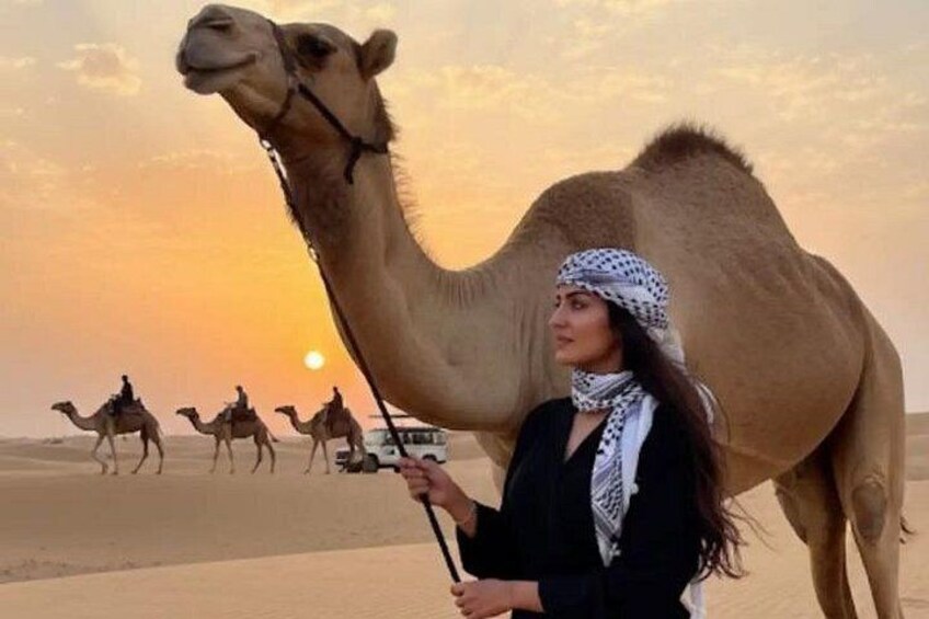 Dubai Evening Desert Safari 4x4 Pickup Drop, Camel, BBQ and Shows 4