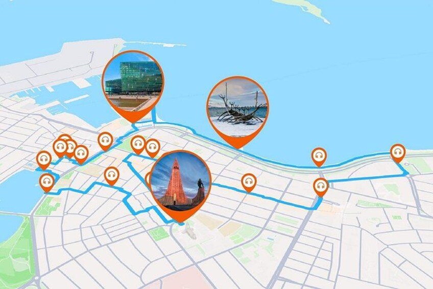 Una mappa con località indicate e immagini di punti di riferimento. 3
