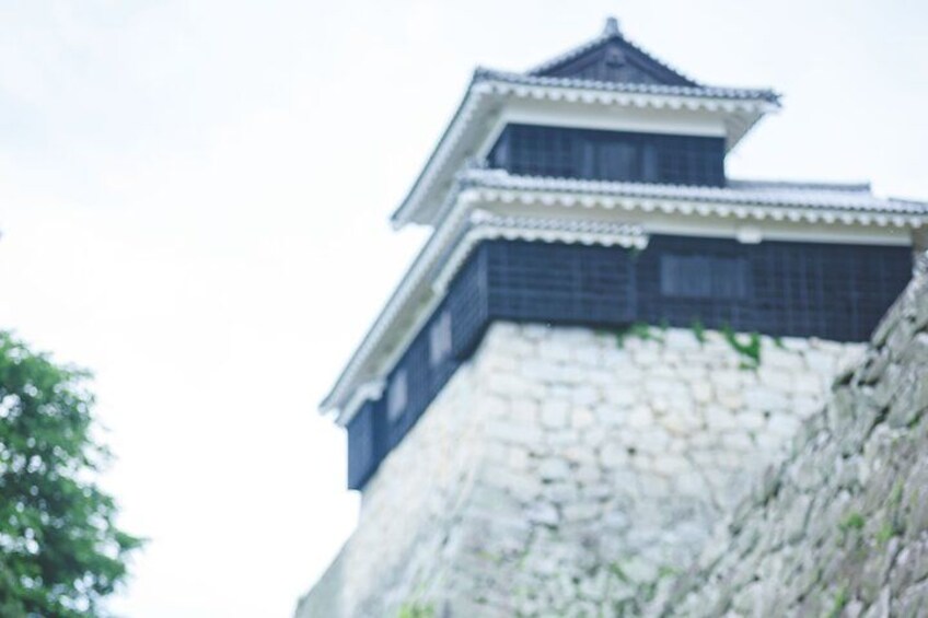 Un castillo japonés tradicional con muros de piedra y techo de tejas. 2