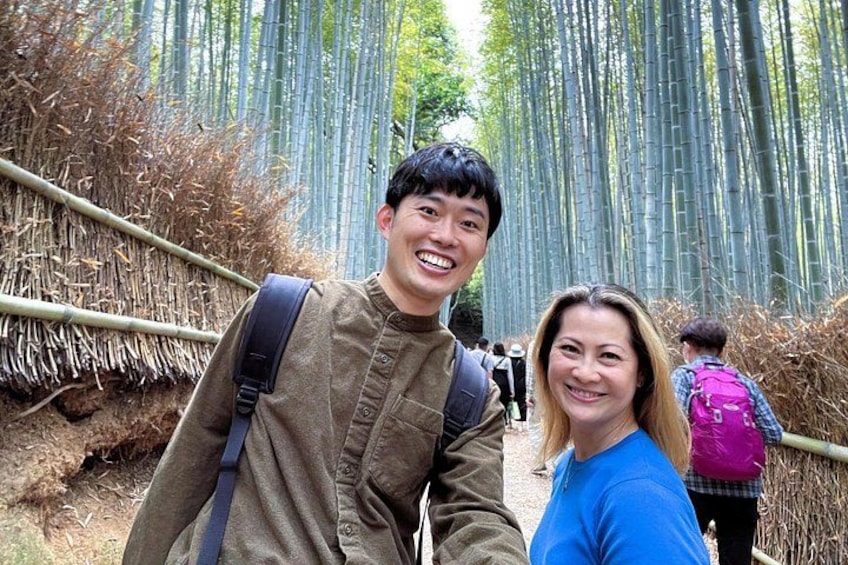 A bamboo forest with a hiking trail. 1