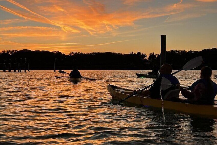 Exiting the Mangrove Tunnels and heading to the fish feeding grounds at Sunset.