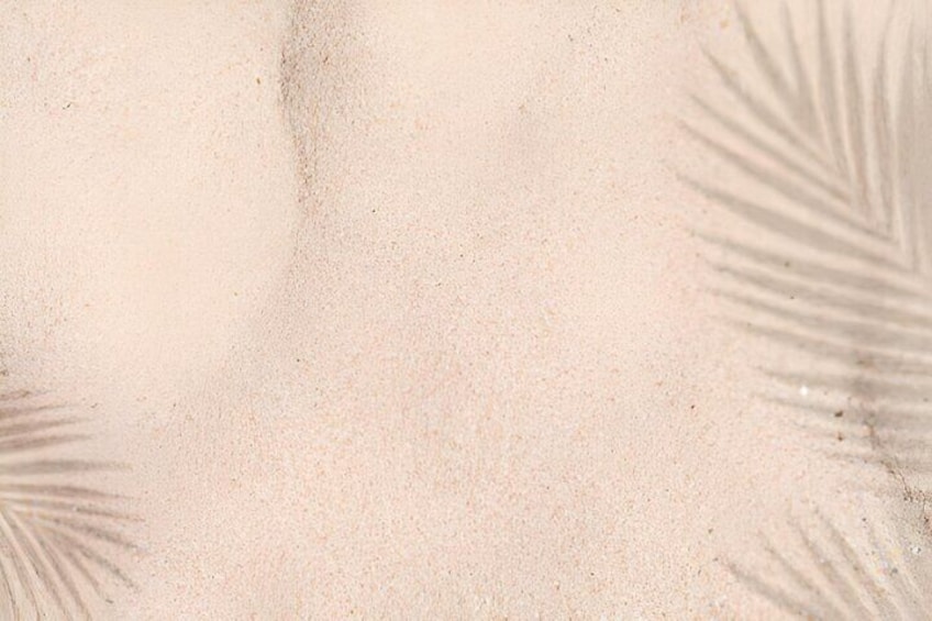 Ein sandiger Strand mit Schatten von Palmen. 5