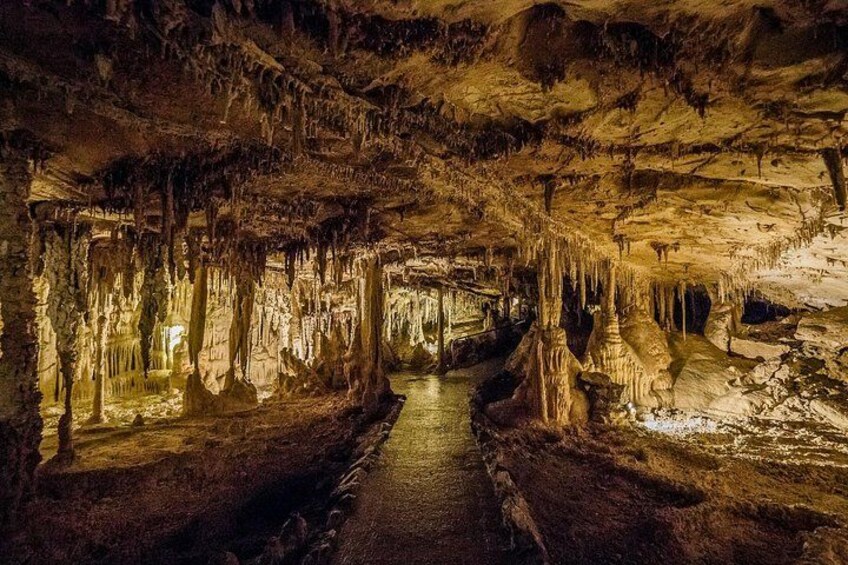 A cave with stalactites and stalagmites. 3
