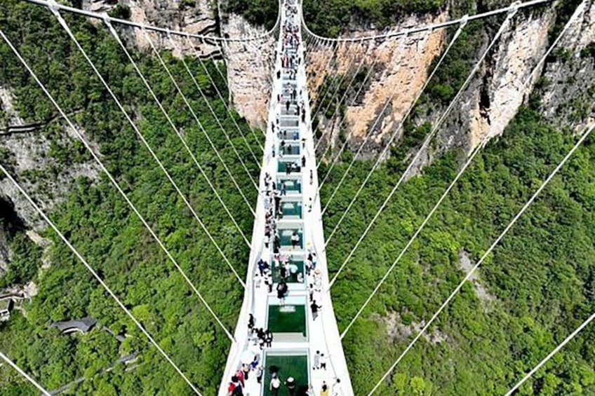 Un puente colgante con múltiples carriles, rodeado de exuberante vegetación y acantilados escarpados. 3