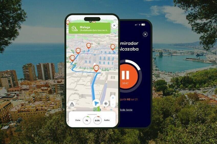 A smartphone displaying a map with a route marked in red, a play button, and a timer. 1