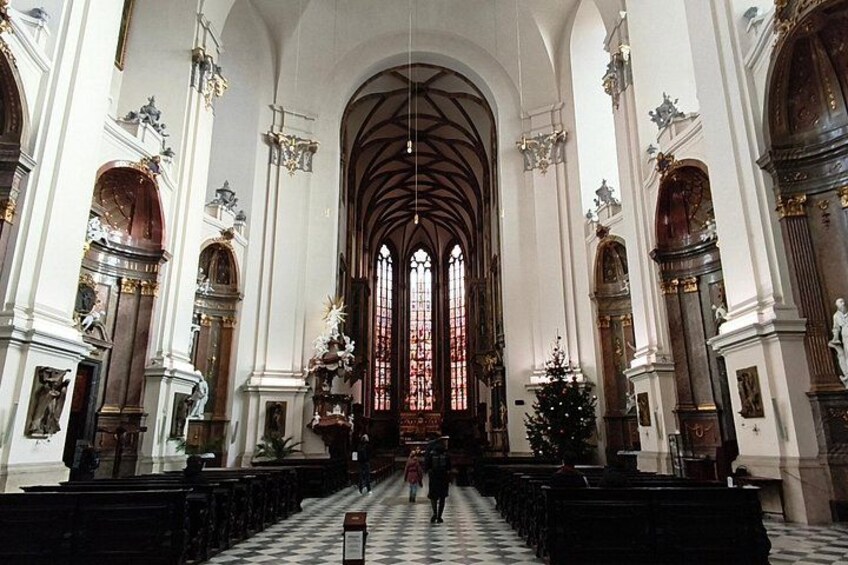 Interior of St. Peter and Paul Cathedral in Brno, featuring Baroque design largely shaped by architect Mořic Grimm in the 18th century. 2