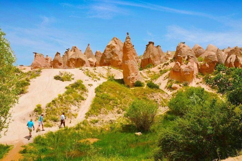 Paisaje desértico con formaciones rocosas características y un camino de tierra. 2