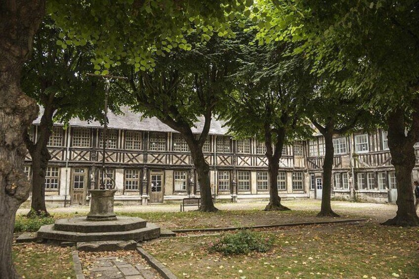Aître Saint-Maclou: An ancient medieval ossuary unique in Europe, with its macabre half-timbered facades. 2
