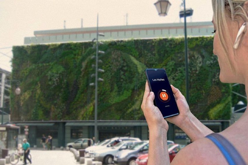 Visit of Avignon in freedom: In front of the spectacular plant wall of the Halles d'Avignon (the Covered Point of Sale). 4