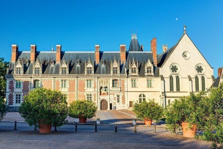 Royal Castle of Blois: The Louis XII wing in bricks and stones, majestic entrance to this castle combining four architectural styles. 3