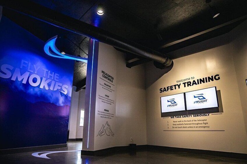 All passengers go through our safety briefing process located in this room 2