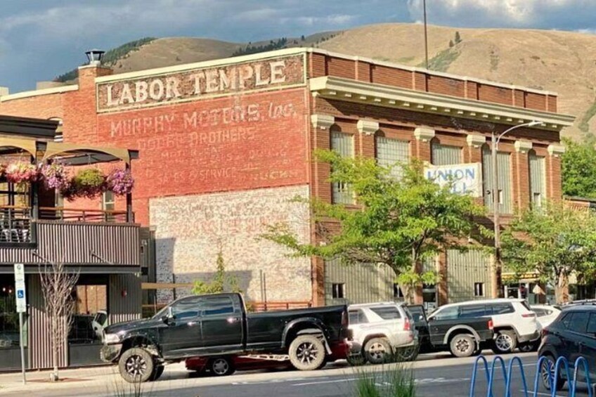 A building with a sign reading 'Labor Temple Murphy Motors, Inc.' 3
