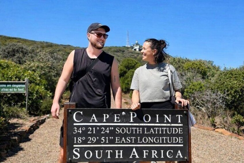 A sign indicating Cape Point's coordinates and location in South Africa. 1