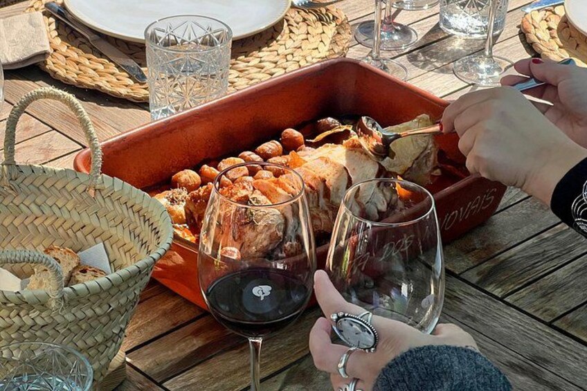 Traditional Portuguese lunch served family-style, perfectly paired with organic Douro wines. 2