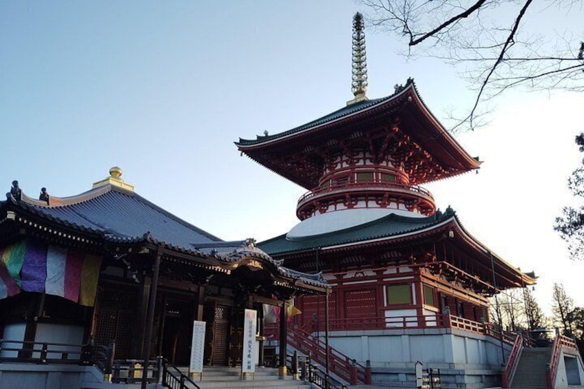 Una pagoda japonesa tradicional con un tejado de varios niveles, una base de piedra y una escalera que conduce a la entrada. 5