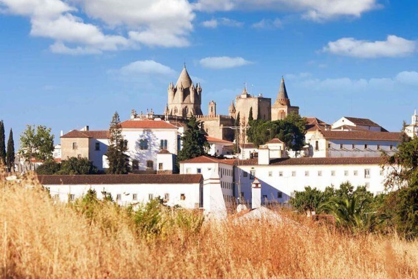 Un pueblo histórico con torres destacadas y una estructura similar a un castillo. 5