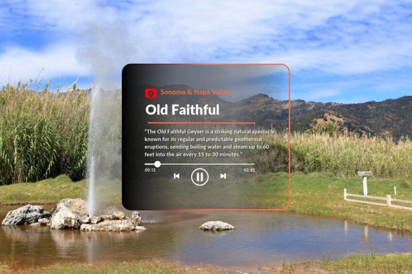 A geyser with a play button overlay, indicating a video. 3