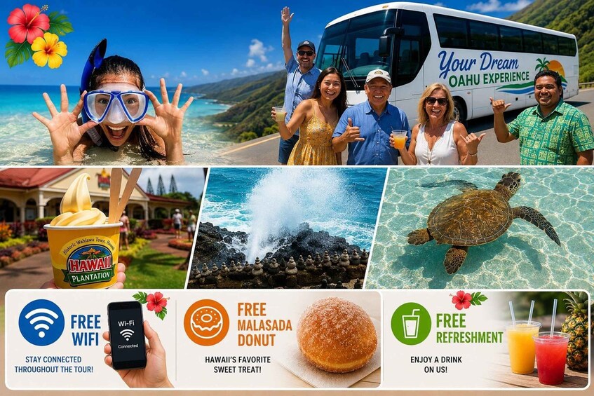 Oahu: Circle Island Full-Day Tour | Beach Stop & Free Wi-Fi 1