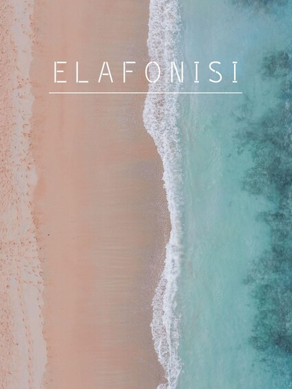 An aerial view of a beach with the text "ELAFONISI" overlaid. 5