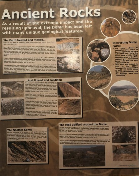 A detailed poster about ancient rocks and geological features, including descriptions of rock formations and interesting facts about the Dome. 2
