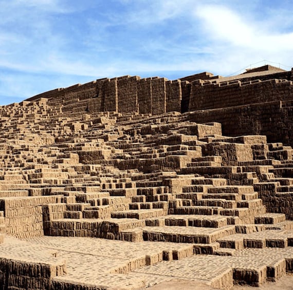 A terraced stone structure with multiple levels. 3