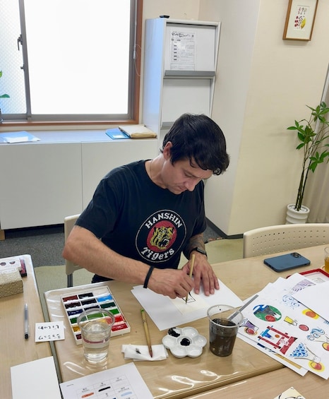 Picture 3 for Activity Osaka: Paint Japanese Postcards & Carve a Hanko Stamp 4