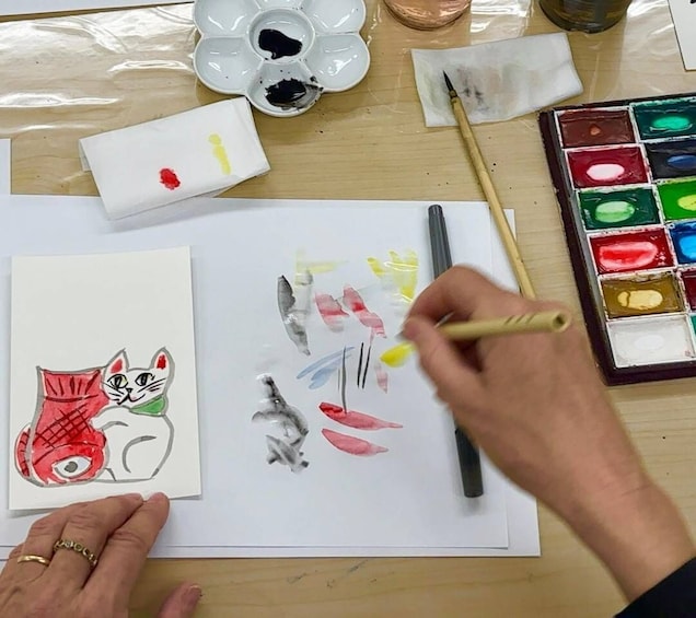 Picture 4 for Activity Osaka: Paint Japanese Postcards & Carve a Hanko Stamp 3