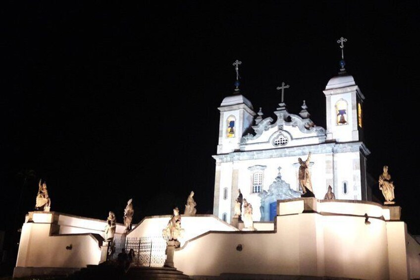 Bom Jesus Sanctuary at night.