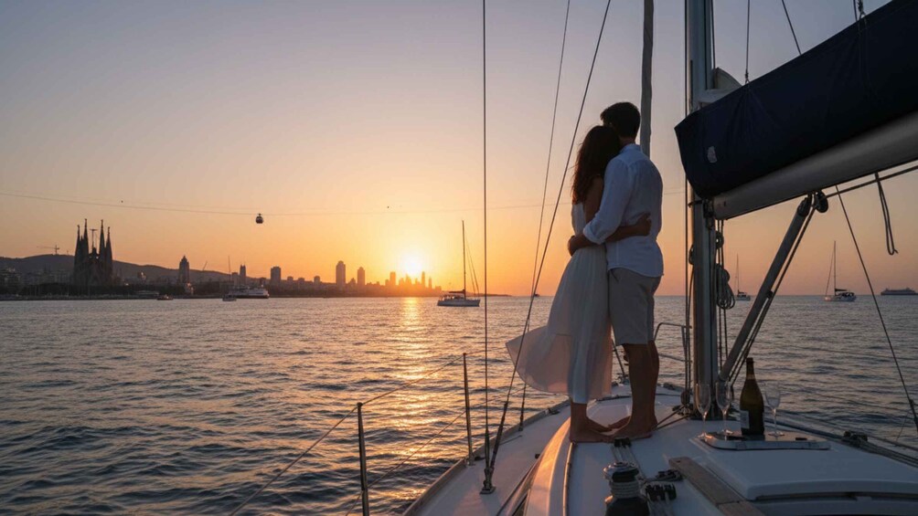Picture 8 for Activity Barcelona: Sunset Sailing Trip with Drinks & Snacks Included 2