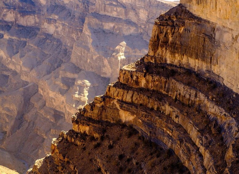 A close-up of layered rock formations in a canyon. 5