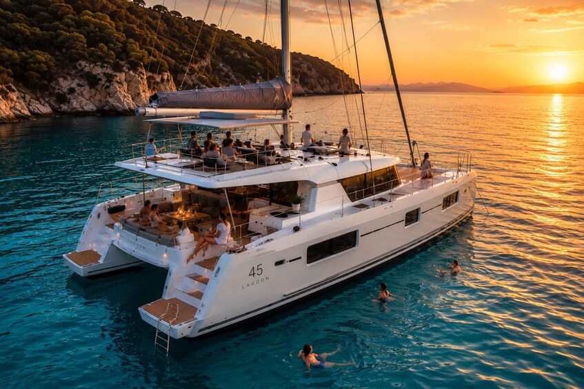 Picture 9 for Activity Rhodes: Sunset Catamaran Cruise with Snack, Fruits & Drinks 3