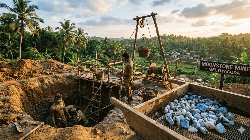 A Moonstone Mine in Meetiyagoda with workers and mining equipment. 3