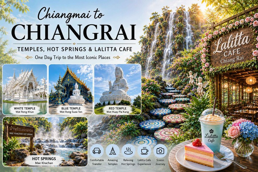 Picture 7 for Activity Chiangmai to Chiangrai: Temples, Hot Springs & Lalitta Cafe 3