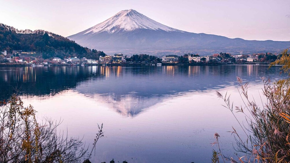 A calm lake with a mountain in the background. 5