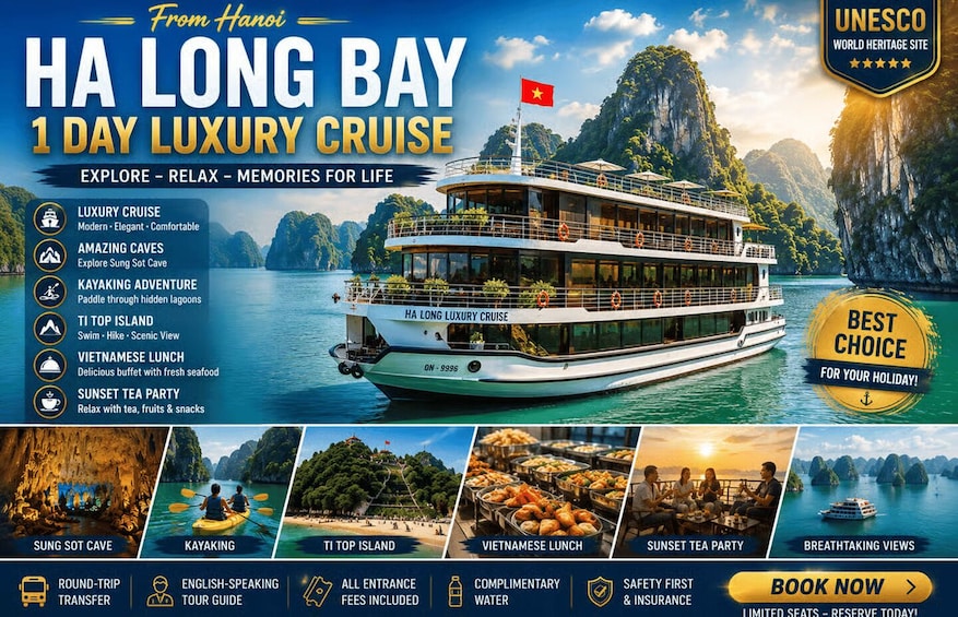 Hanoi: Luxury Ha Long Bay 1 Day| Kayak & Titop & Jacuzzi 1
