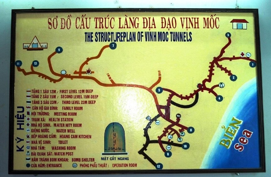 A map of the structure plan of Vinh Moc tunnels. 5