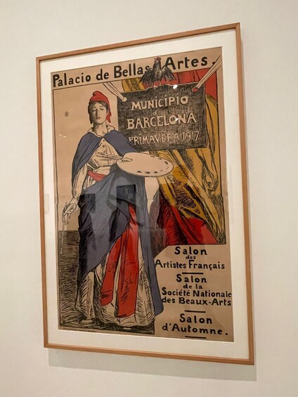 A framed poster with a woman holding a palette, titled "Palacio de Bellas Artes." 5