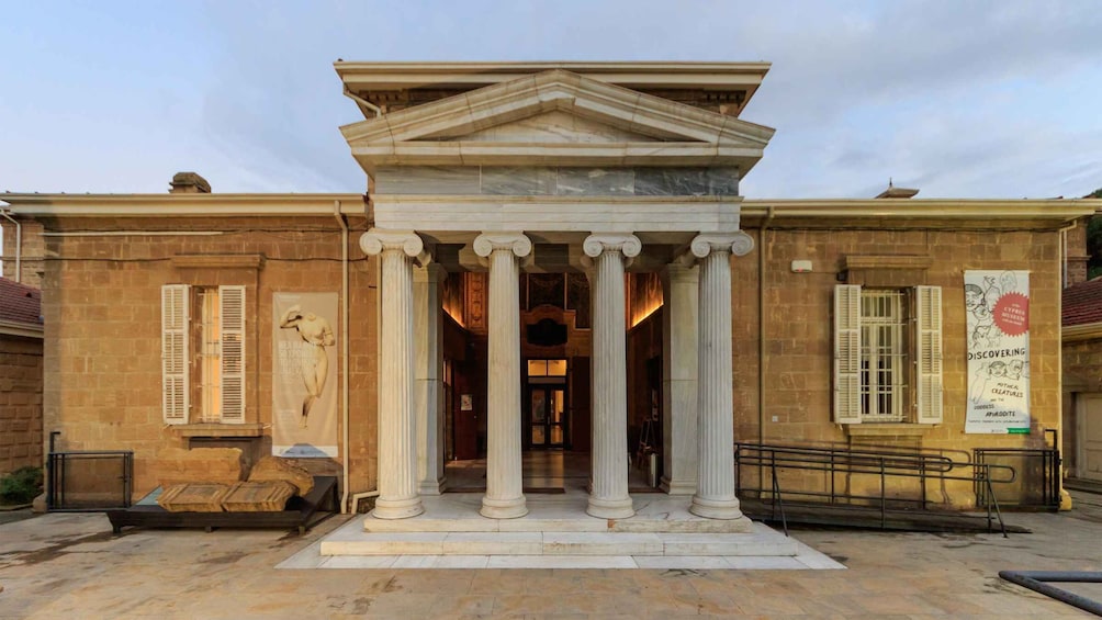 A classical building with columns and a pediment. 5