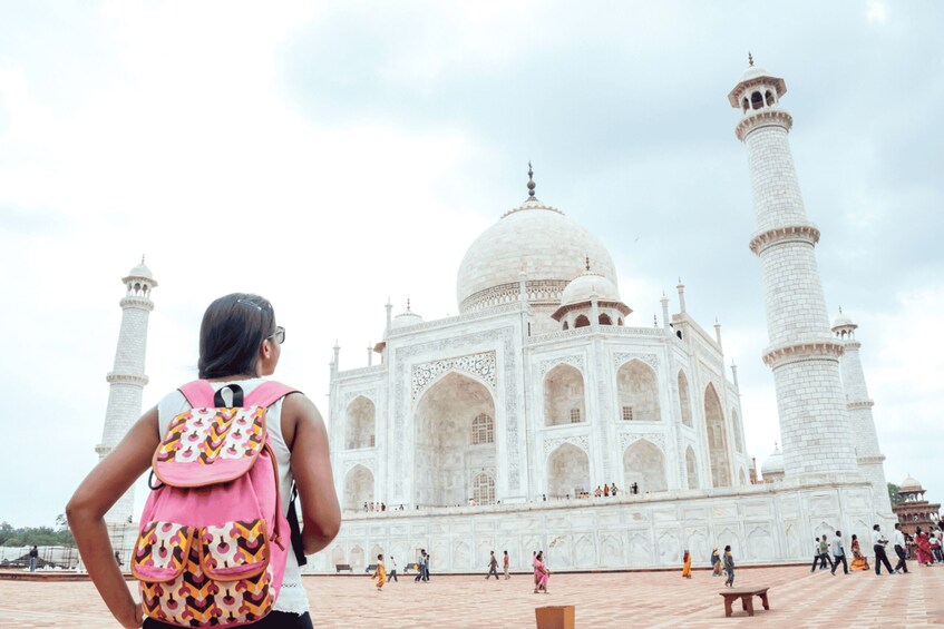 The Taj Mahal with a person in the foreground. 2