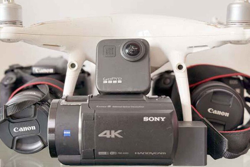 A drone with a Sony 4K camera attached. 2