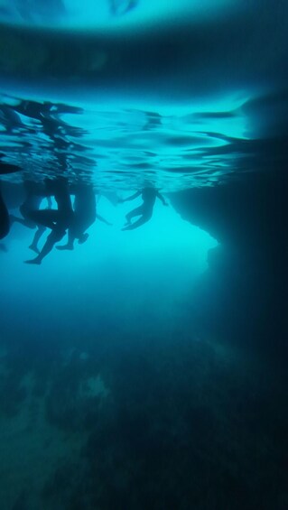 An underwater scene with divers swimming. 2