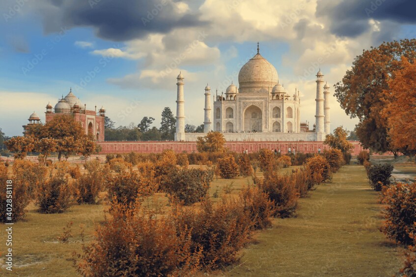 The Taj Mahal surrounded by autumn foliage. 2