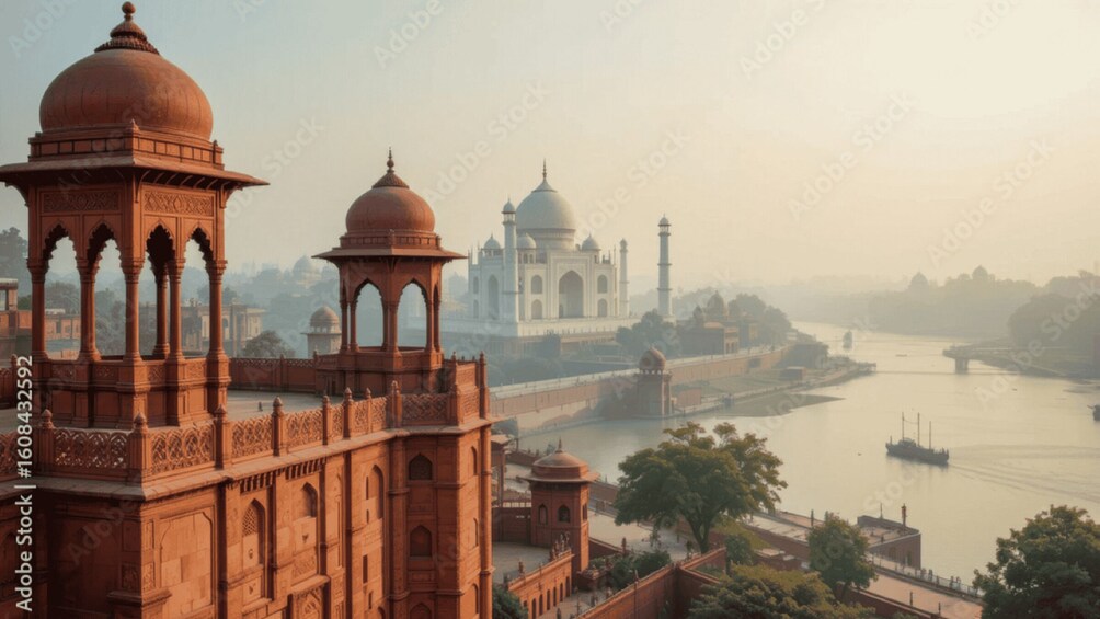 The Taj Mahal and the Red Fort in Agra, India. 3